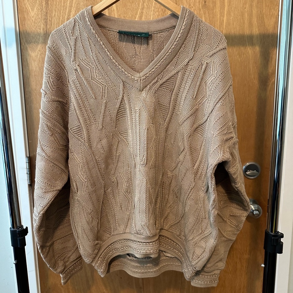 Vintage Tundra 90s Coogi Style Knit V Neck Sweater